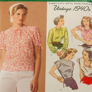 Vintage Original 1940s Simplicity 1692 Tops Sizes 6-14 UNCUT